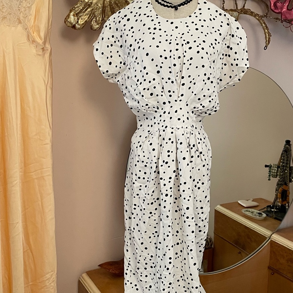 Dawn Joy Fashions Polka Dot Dress Uptown Girl 80s Does 1930s Size 5/6